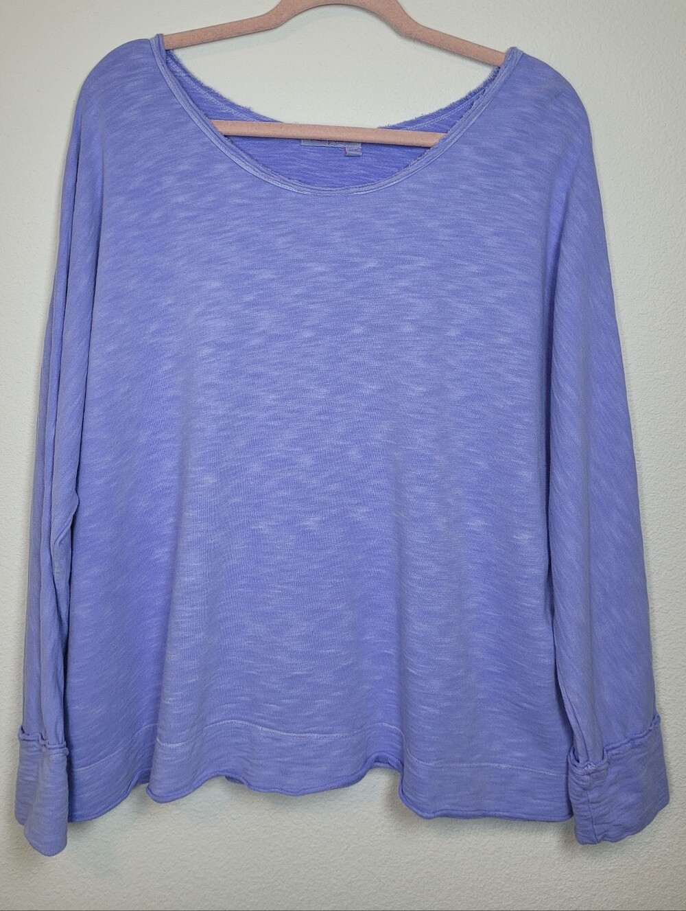 Fresh Produce Lavender Purple Raw Trim French Terry Slouchy Pullover XS/S USA